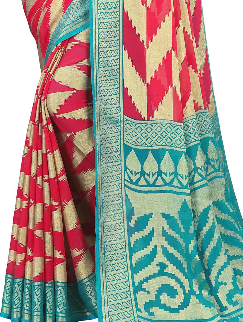 multi colored dupion handloom saree with blouse - 18054577 - Zoom Image - 2