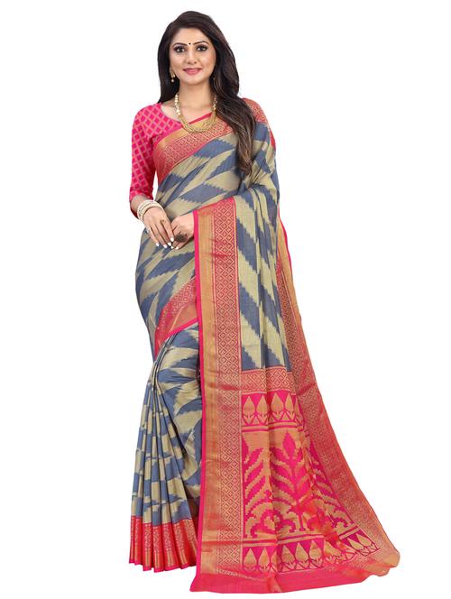 multi colored dupion handloom saree with blouse - 18054578 - Standard Image - 1