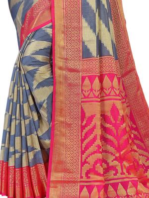 multi colored dupion handloom saree with blouse - 18054578 - Standard Image - 2