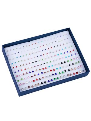 stud earring box fancy look multicolor diamond designee set of 100 earrings - 18054753 - Standard Image - 3