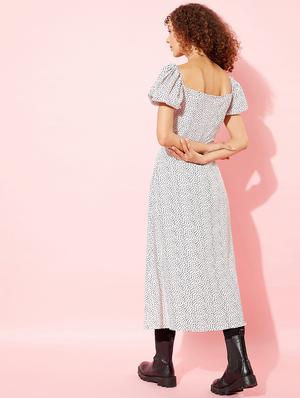 square neck printed a-line dress - 18055683 - Standard Image - 3