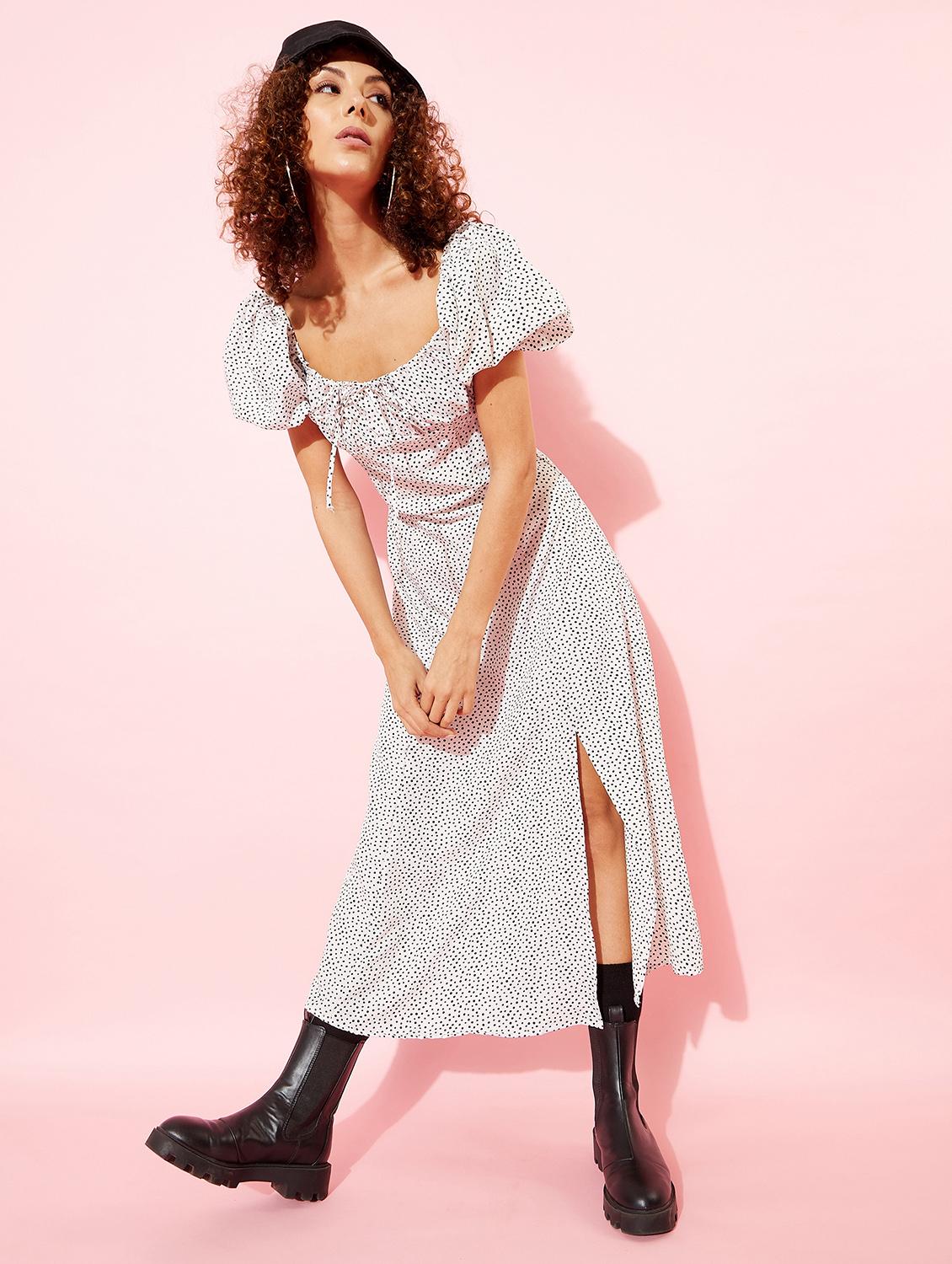 square neck printed a-line dress - 18055683 - Zoom Image - 4