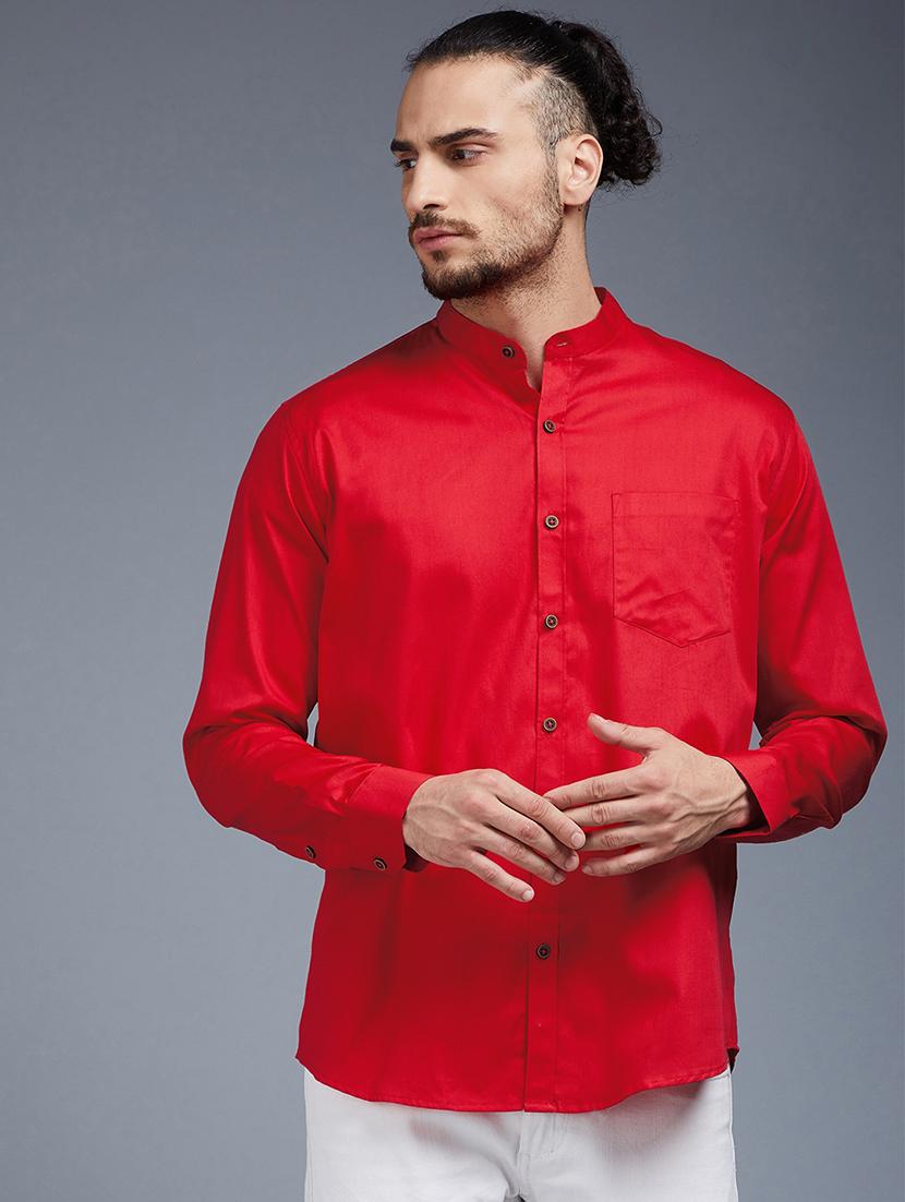 red solid casual shirt - 18056280 - Zoom Image - 1