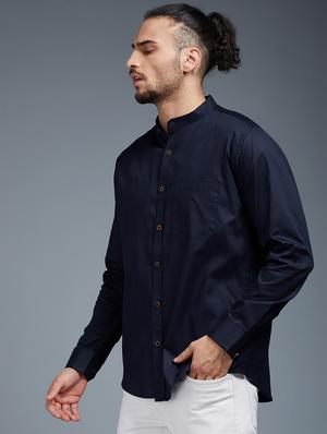 blue solid casual shirt - 18056282 - Standard Image - 2