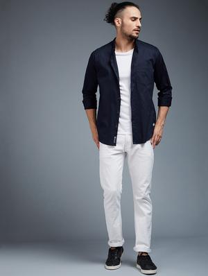 blue solid casual shirt - 18056282 - Standard Image - 4