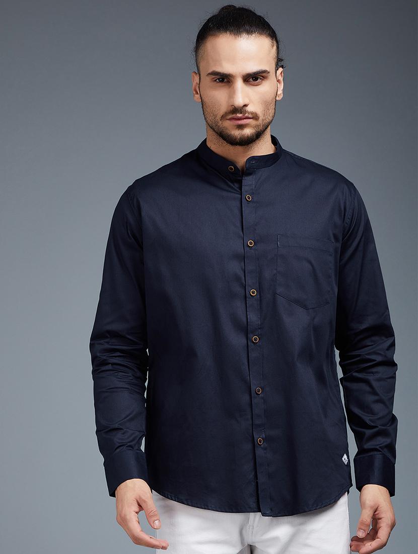 blue solid casual shirt - 18056282 - Zoom Image - 1
