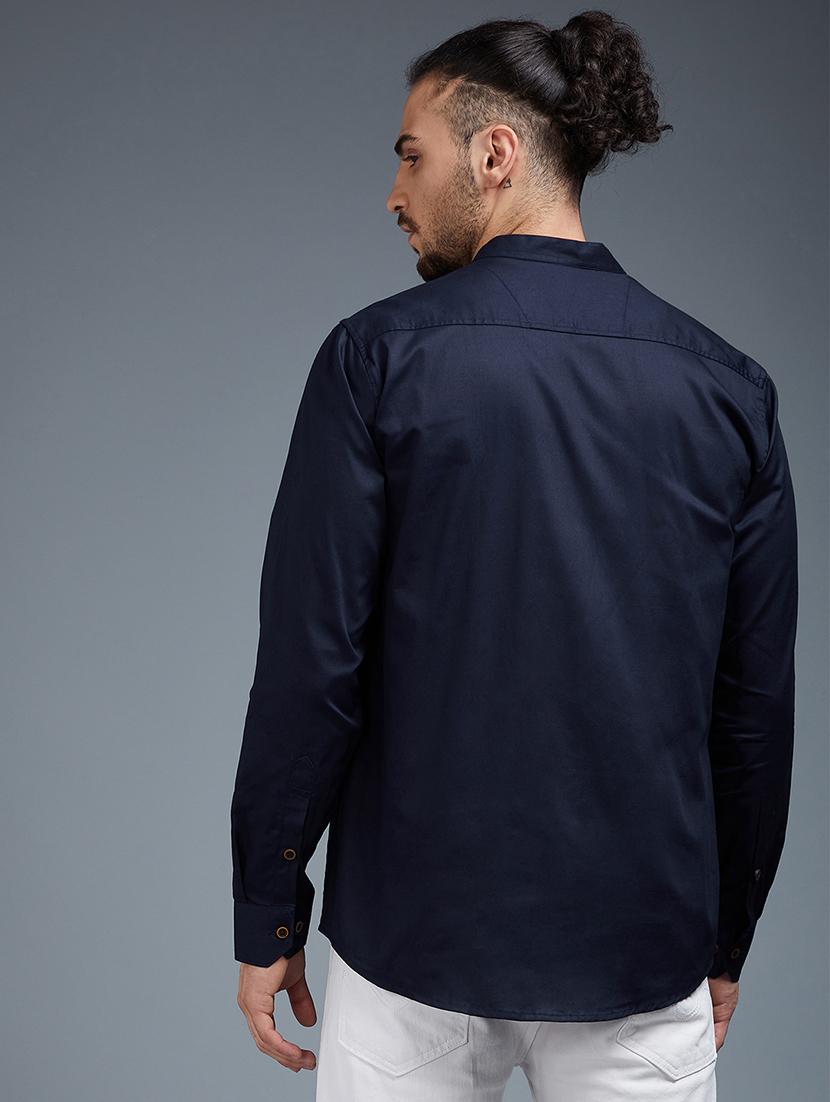 blue solid casual shirt - 18056282 - Zoom Image - 3