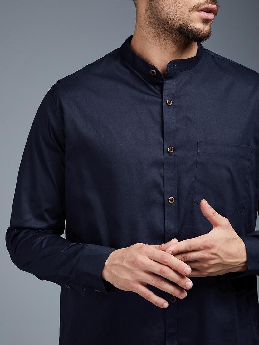 blue solid casual shirt - 18056282 - Zoom Image - 5