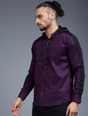 purple solid casual shirt - 18056284 - Standard Image - 2