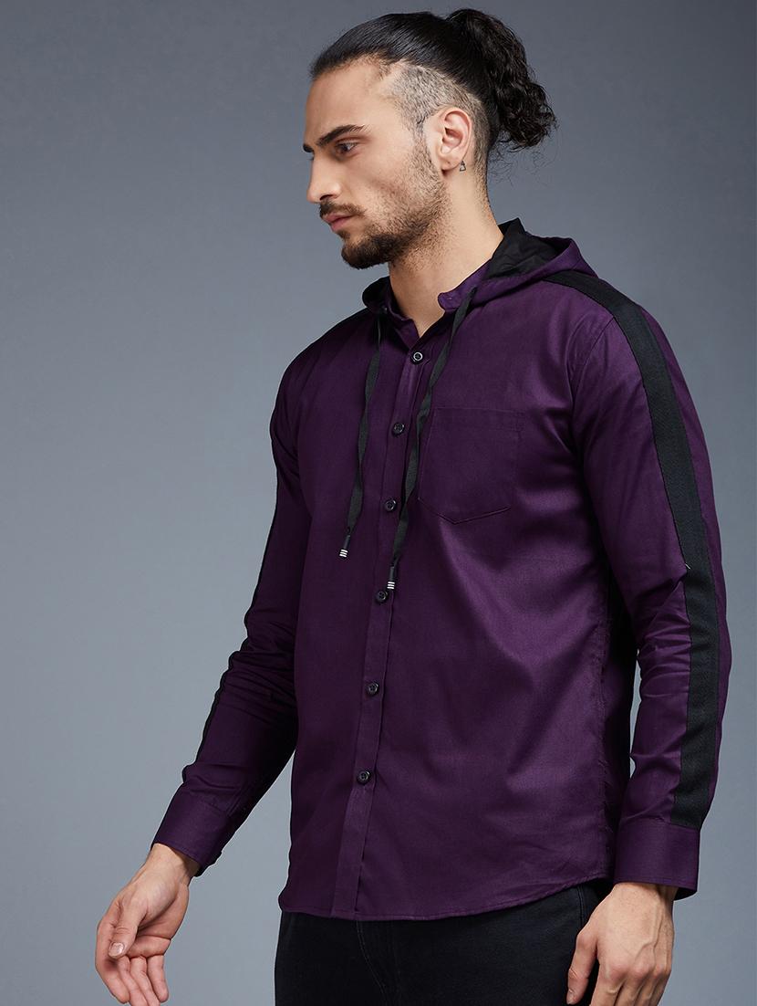 purple solid casual shirt - 18056284 - Zoom Image - 2