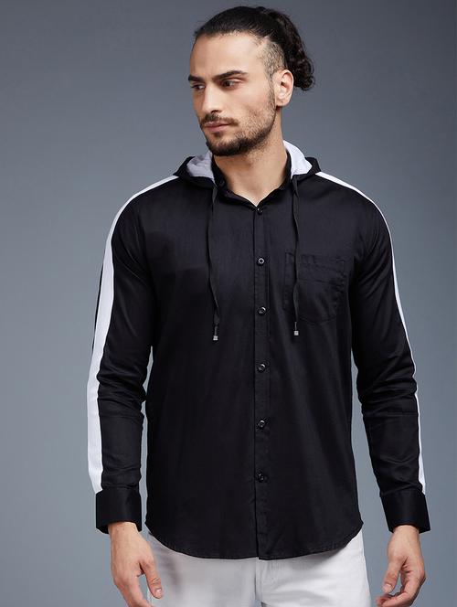 black solid casual shirt - 18056289 - Standard Image - 1