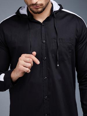 black solid casual shirt - 18056289 - Standard Image - 5