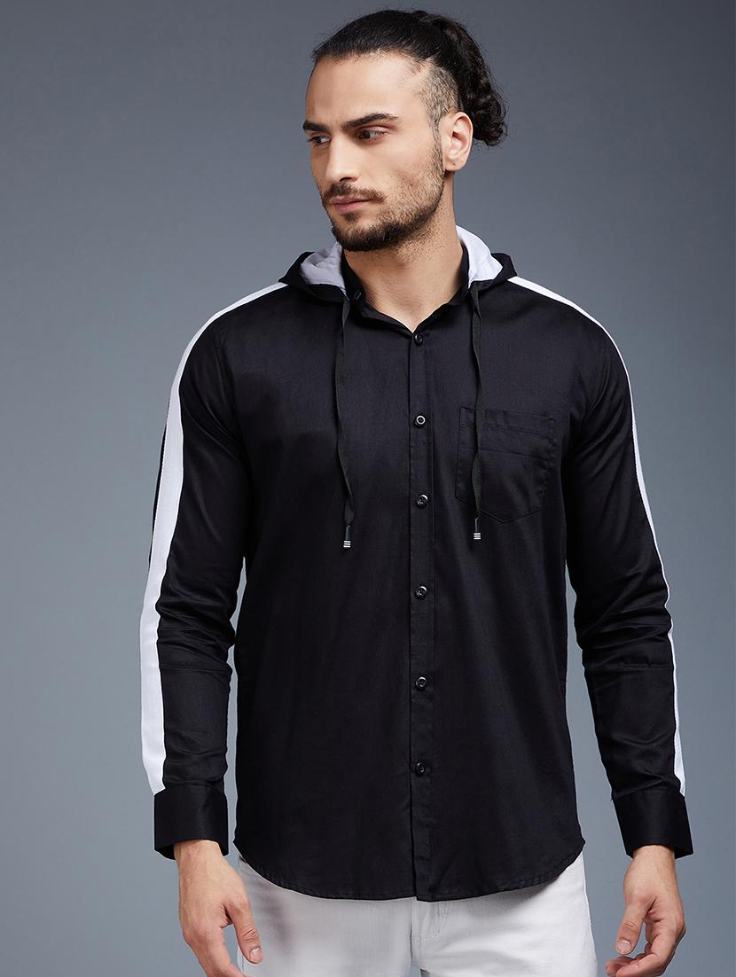black solid casual shirt - 18056289 - Zoom Image - 1