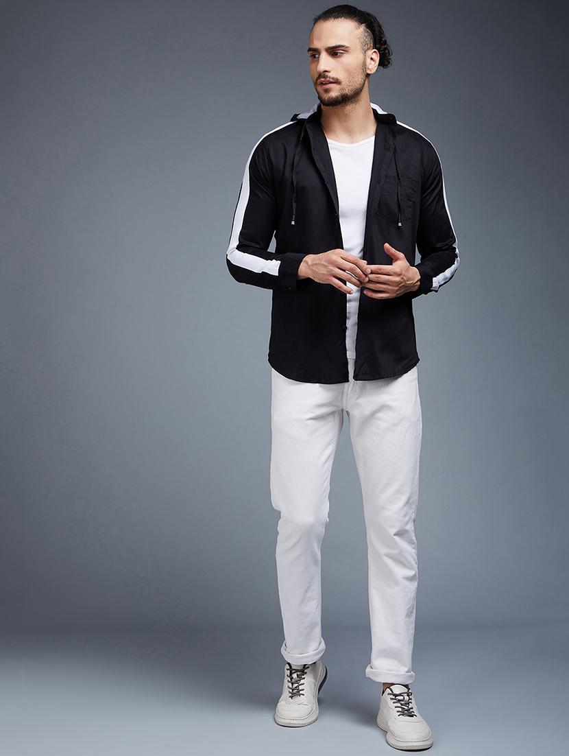 black solid casual shirt - 18056289 - Zoom Image - 4