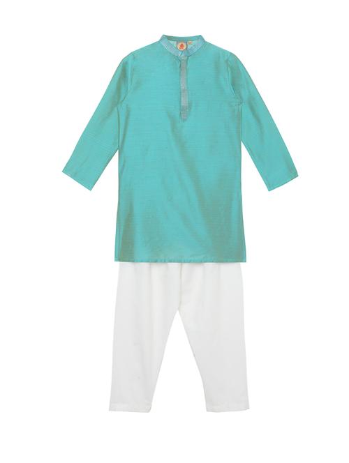 blue solid kurta set - 18056334 - Standard Image - 1
