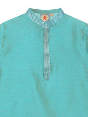blue solid kurta set - 18056334 - Standard Image - 6