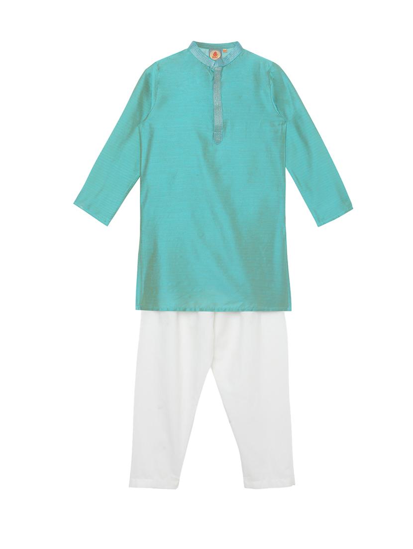 blue solid kurta set - 18056334 - Zoom Image - 1