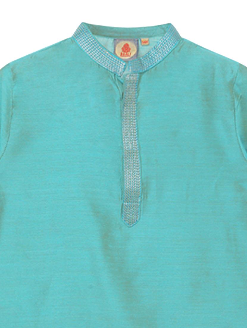 blue solid kurta set - 18056334 - Zoom Image - 6