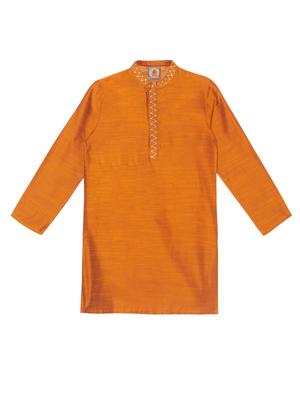 orange solid kurta set - 18056338 - Standard Image - 2