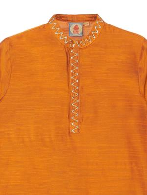 orange solid kurta set - 18056338 - Standard Image - 6