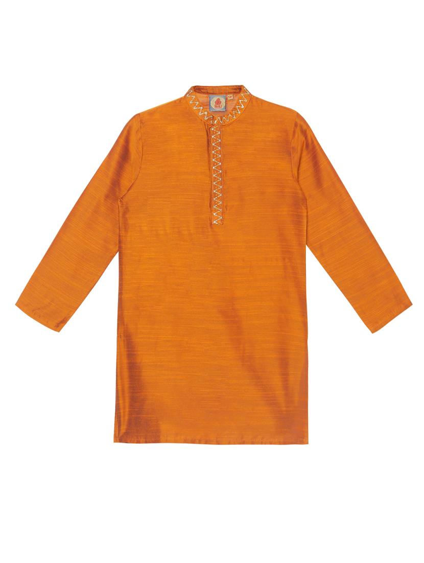 orange solid kurta set - 18056338 - Zoom Image - 2