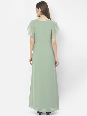 bell sleeved solid maxi dress - 18056437 - Standard Image - 3