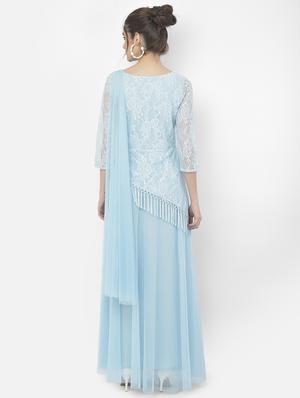 self design lace gown dress - 18056452 - Standard Image - 3