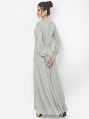 bishop sleeved self design maxi dress - 18056465 - Standard Image - 3
