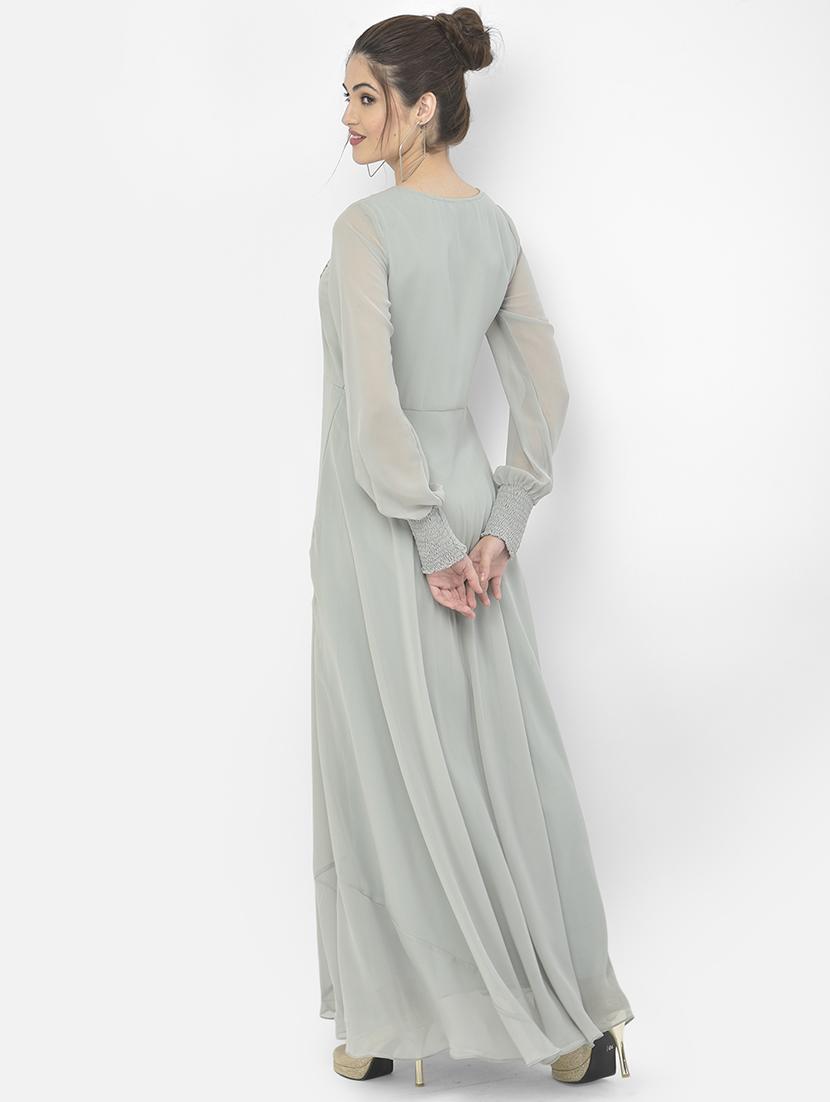 bishop sleeved self design maxi dress - 18056465 - Zoom Image - 3