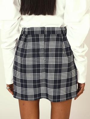 navy blue checkered straight skirt - 18056484 - Standard Image - 3