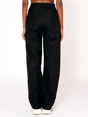 black solid wide leg trouser - 18056486 - Standard Image - 3