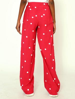 red polka dots wide leg trouser - 18056487 - Standard Image - 3