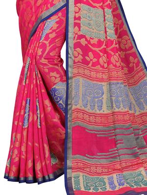 batik printed saree with blouse - 18058078 - Standard Image - 2