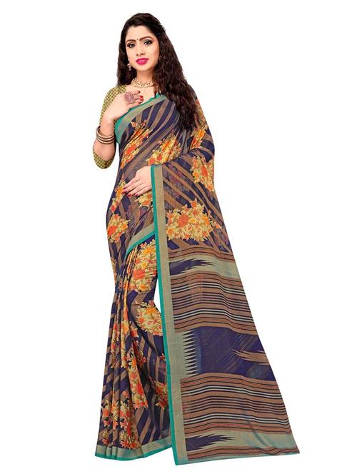 floral printed saree with blouse - 18058085 - Standard Image - 1
