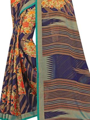 floral printed saree with blouse - 18058085 - Standard Image - 2