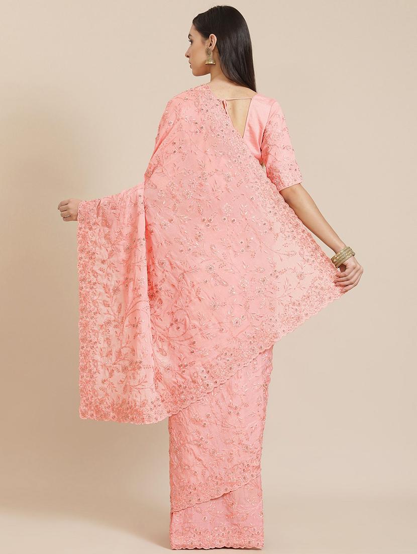 tonal embroidered saree with blouse - 18061698 - Zoom Image - 2