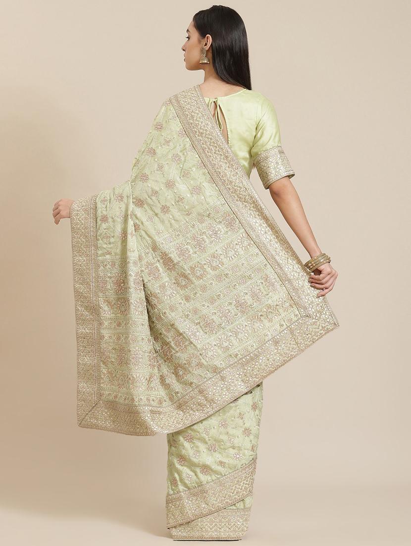 tonal embroidered saree with blouse - 18061703 - Zoom Image - 2