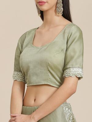 tonal embroidered saree with blouse - 18061727 - Standard Image - 3
