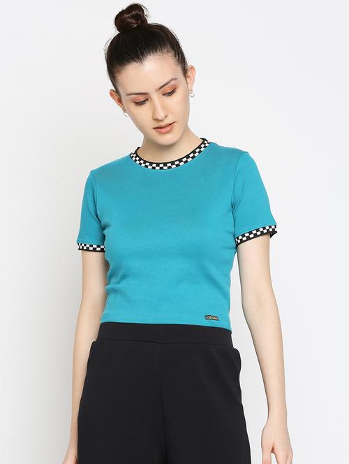 blue solid regular tee - 18061749 - Standard Image - 1