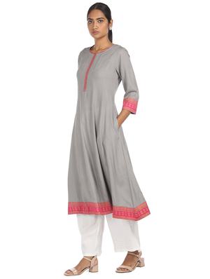 solid contrast anarkali kurta - 18062443 - Standard Image - 2