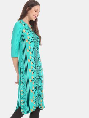 blue rayon straight kurta - 18065210 - Standard Image - 2