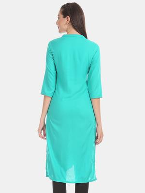 blue rayon straight kurta - 18065210 - Standard Image - 3