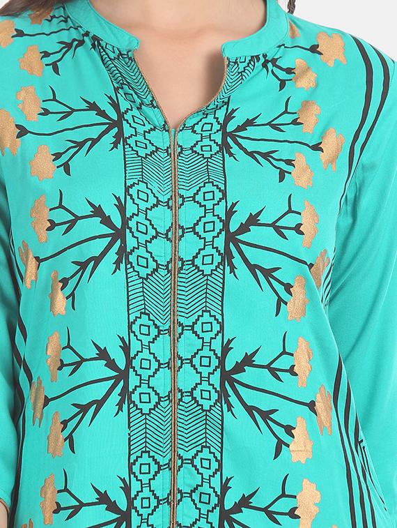 blue rayon straight kurta - 18065210 - Zoom Image - 5