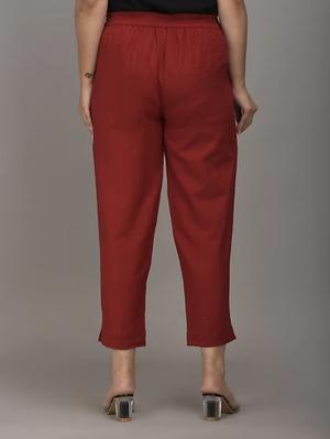 women maroon rayon blend trouser/pant - 18065960 - Standard Image - 3