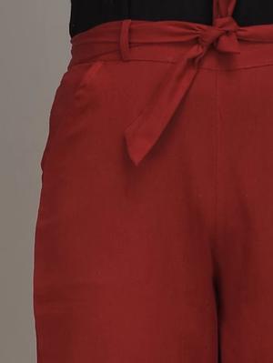 women maroon rayon blend trouser/pant - 18065960 - Standard Image - 4