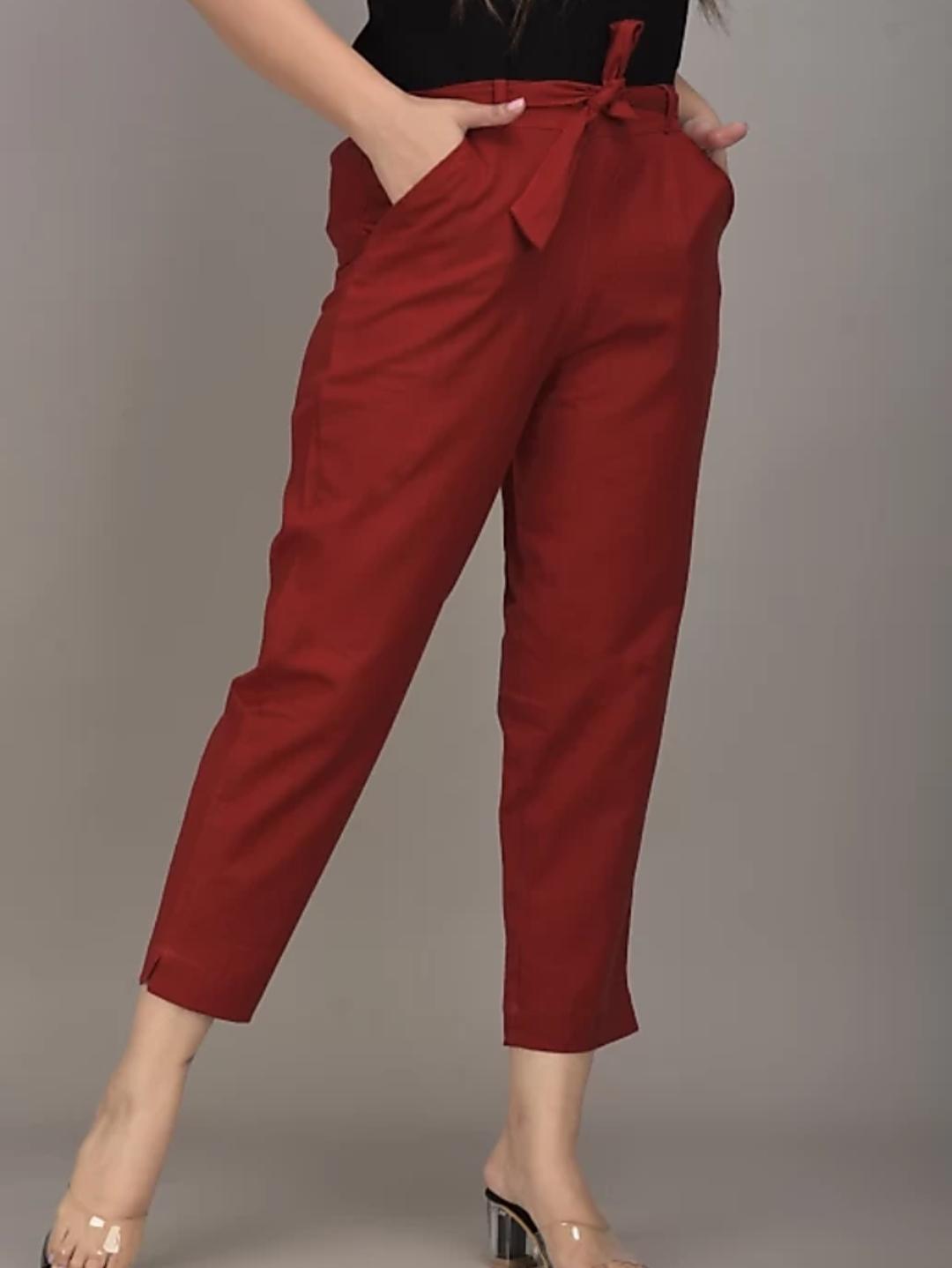 women maroon rayon blend trouser/pant - 18065960 - Zoom Image - 2