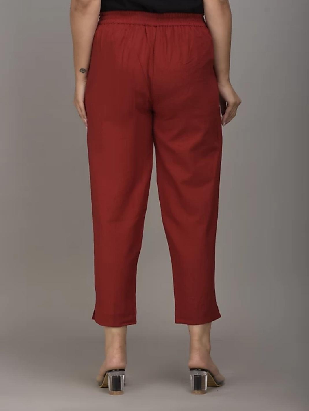 women maroon rayon blend trouser/pant - 18065960 - Zoom Image - 3
