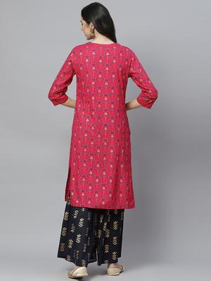 pink rayon kurta sharara set - 18066528 - Standard Image - 4