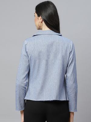 blue cotton casual blazer - 18067007 - Standard Image - 3
