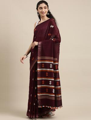 geometrical jamdani saree with blouse - 18067229 - Standard Image - 2